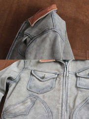 製品画像(Main Image): メンドーサ ヴィンテージ加工 トップレザー ジャケット、アメカジスタイルジャケット、ヴィンテージレザージャケット、ムーンポケットデザイン、ライダースジャケット、チェック柄裏地ジャケット、コントラストカラー レザー
詳細画像(Detail Image): メンドーサレザージャケット、ムーンポケットディテール、ライダース風カッティング、チェック柄裏地、レザーコントラストカラー