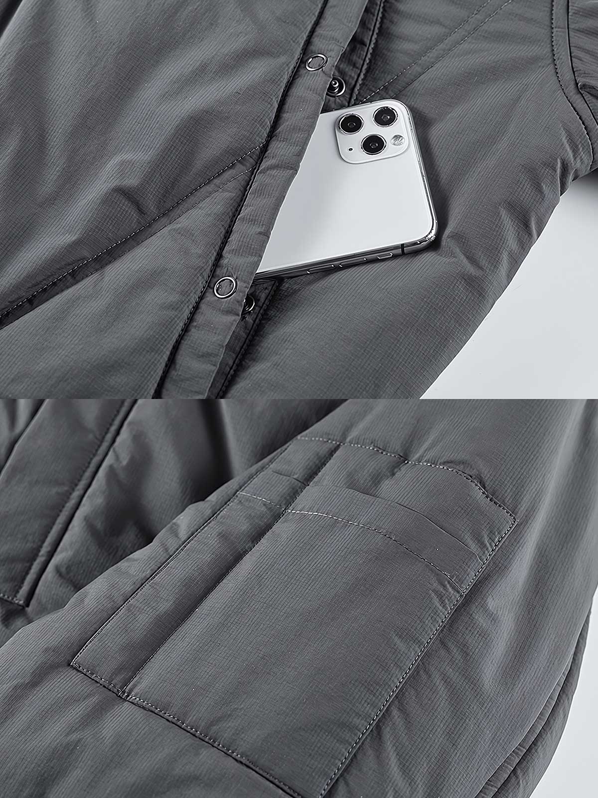 製品画像: アメリカンヴィンテージ リバーシブル ベースボールジャケットの全体画像、面ファスナー付き空軍ワッペンとスカル&コイン刺繍が特徴の個性的デザイン
詳細画像: 背面に施されたスカルとコインの刺繍ディテール、面ファスナー付き空軍ベースボールワッペンの特写、高耐久ポリエステルと柔らかなレーヨン素材