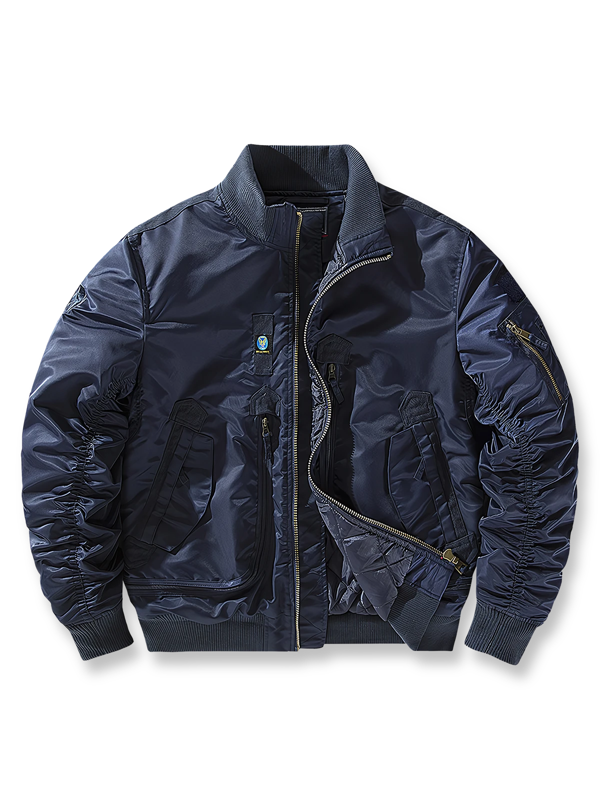 製品画像ALT替代文本
4色展開のクラシックパイロットジャケット(ブラック、アーミーグリーン、カーキ、ネイビー)。スタンドカラーとリブ仕様を備えた防風性・耐久性に優れたポリエステル製ジャケット。
詳細画像ALT替代文本
スタンドカラーパイロットジャケットのディテール、ジッパー付きスリーブポケットとリブ仕様。立体裁断でフィット感を強調し、機能性とスタイルを兼ね備えたデザイン。