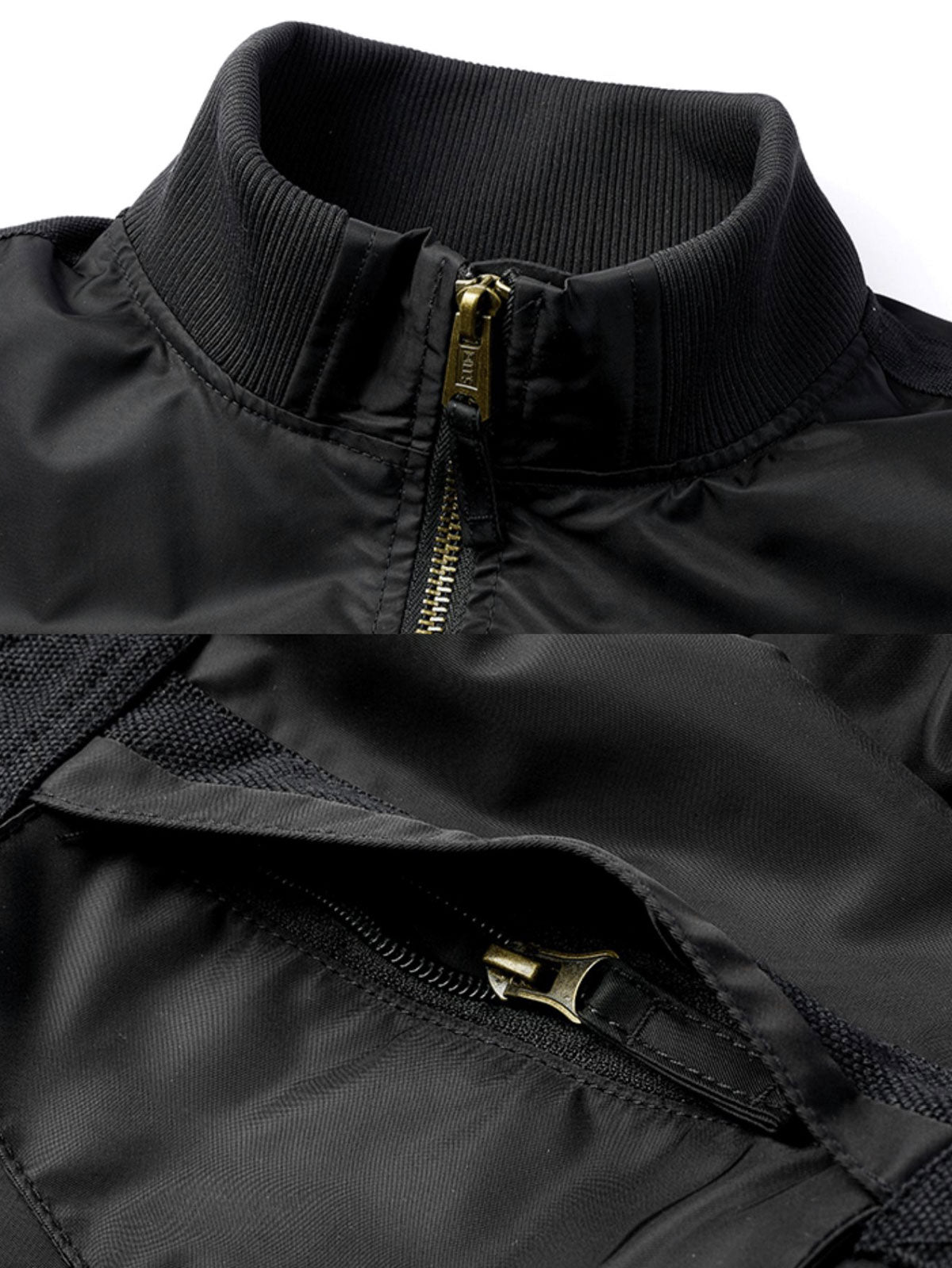 製品画像ALT替代文本
4色展開のクラシックパイロットジャケット(ブラック、アーミーグリーン、カーキ、ネイビー)。スタンドカラーとリブ仕様を備えた防風性・耐久性に優れたポリエステル製ジャケット。
詳細画像ALT替代文本
スタンドカラーパイロットジャケットのディテール、ジッパー付きスリーブポケットとリブ仕様。立体裁断でフィット感を強調し、機能性とスタイルを兼ね備えたデザイン。