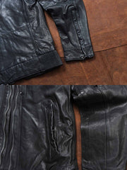 製品画像ALT代替テキスト
植鞣し羊革リブスタンドカラージャケット、滑らかな質感と高級感を備えたシンプルなショート丈シルエット。
詳細画像ALT代替テキスト
リブスタンドカラーとジッパーのディテール、植鞣し羊革の自然な光沢と精密な仕上げが特徴。