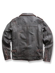 製品画像ALT代替テキスト
特級ソフトカウレザーを使用したヴィンテージ風M65レザーフィールドジャケット全体展示、クラシックなデザインと耐久性が特徴的
詳細画像ALT代替テキスト
M65フィールドジャケットのカウレザー質感、エッジ加工、マルチポケットと高密度刺繍の細部ディテール展示