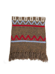 製品画像: フェアアイル フリンジ付きマフラー全体像、レトロな編み柄デザインとフリンジ
詳細画像: フェアアイル編み込みディテールとフリンジデザイン、秋冬にぴったりの暖かさ