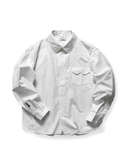 製品画像: 春秋シーズンに最適なコーマコットン製格子織り長袖シャツ全体画像|リラックスフィットで快適なカジュアルスタイル
詳細画像: コーマコットン素材の格子織りディテール|春秋のカジュアルコーディネートに最適な品質感