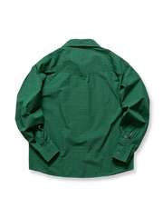 製品画像: 春秋シーズンに最適なコーマコットン製格子織り長袖シャツ全体画像|リラックスフィットで快適なカジュアルスタイル
詳細画像: コーマコットン素材の格子織りディテール|春秋のカジュアルコーディネートに最適な品質感