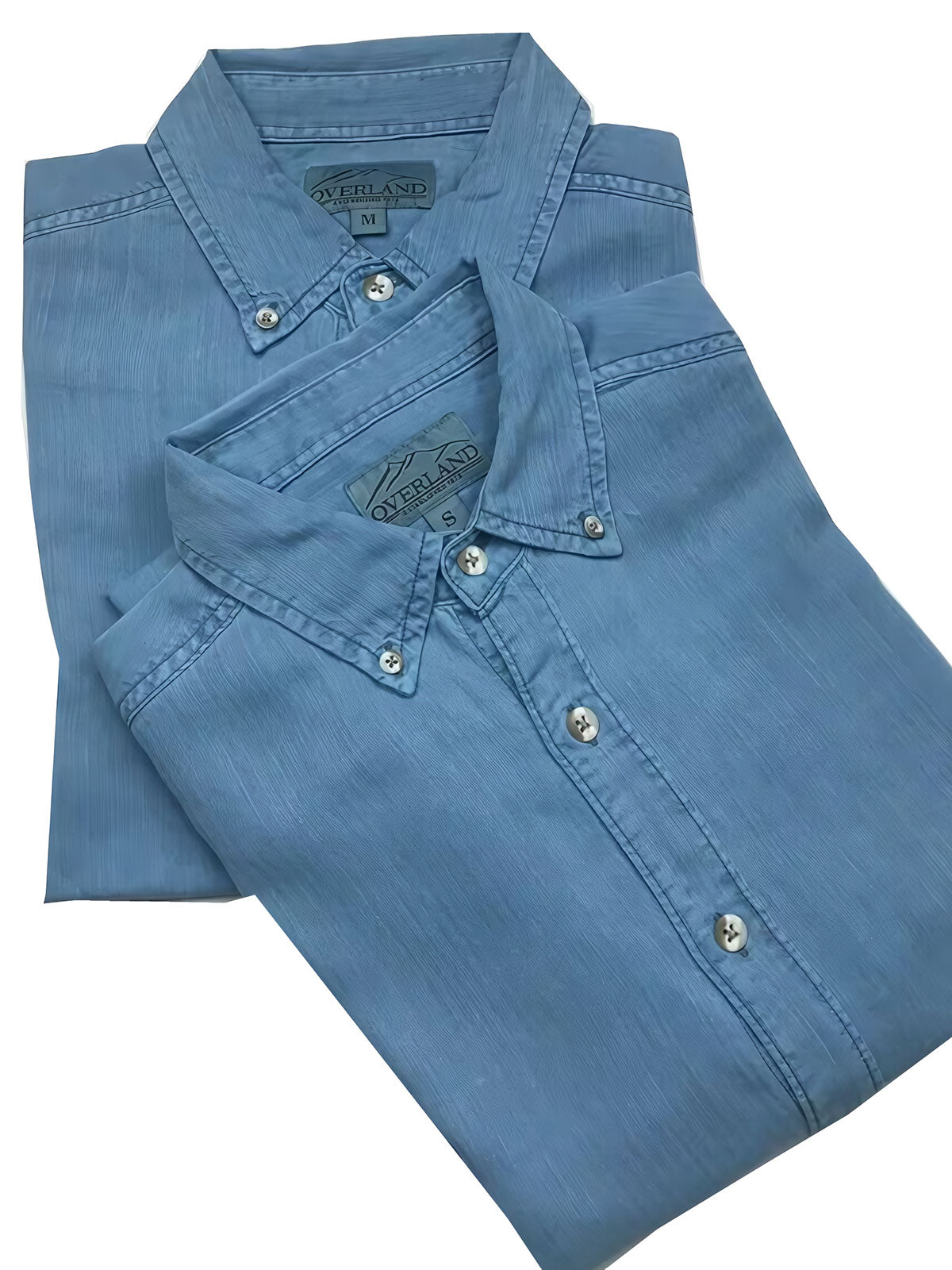 製品画像: ソフトな質感のテンセルヘリンボーン長袖シャツ全体展示、ヴィンテージ感溢れるデザイン
詳細画像: 製品染め加工とヘリンボーン柄ディテール、テンセル素材の柔らかさ