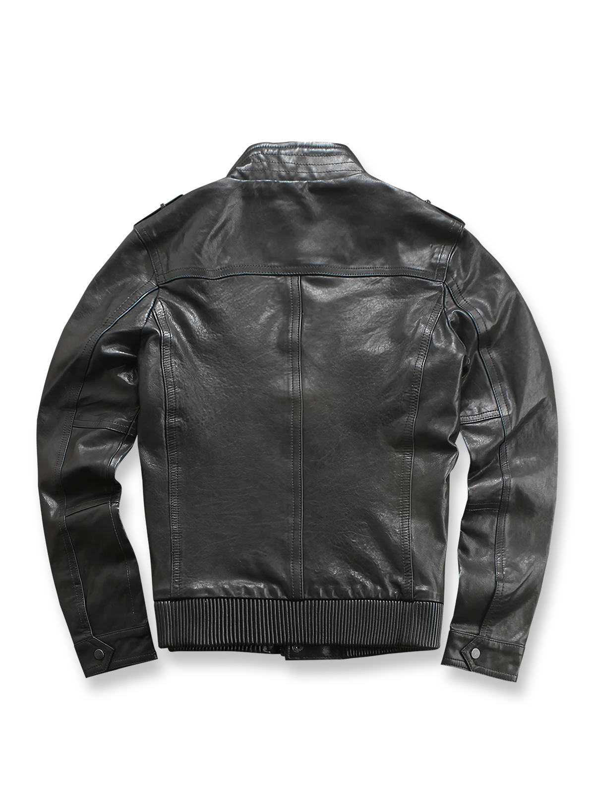 製品画像: 植鞣し羊革 ハイネック ライダースジャケット 全体画像 スリムフィット デザイン シンプル 風を防ぐ
詳細画像: スナップボタン ジッパー ダブルフロント防風設計 植鞣し羊革ライダースジャケット 高品質 風対策