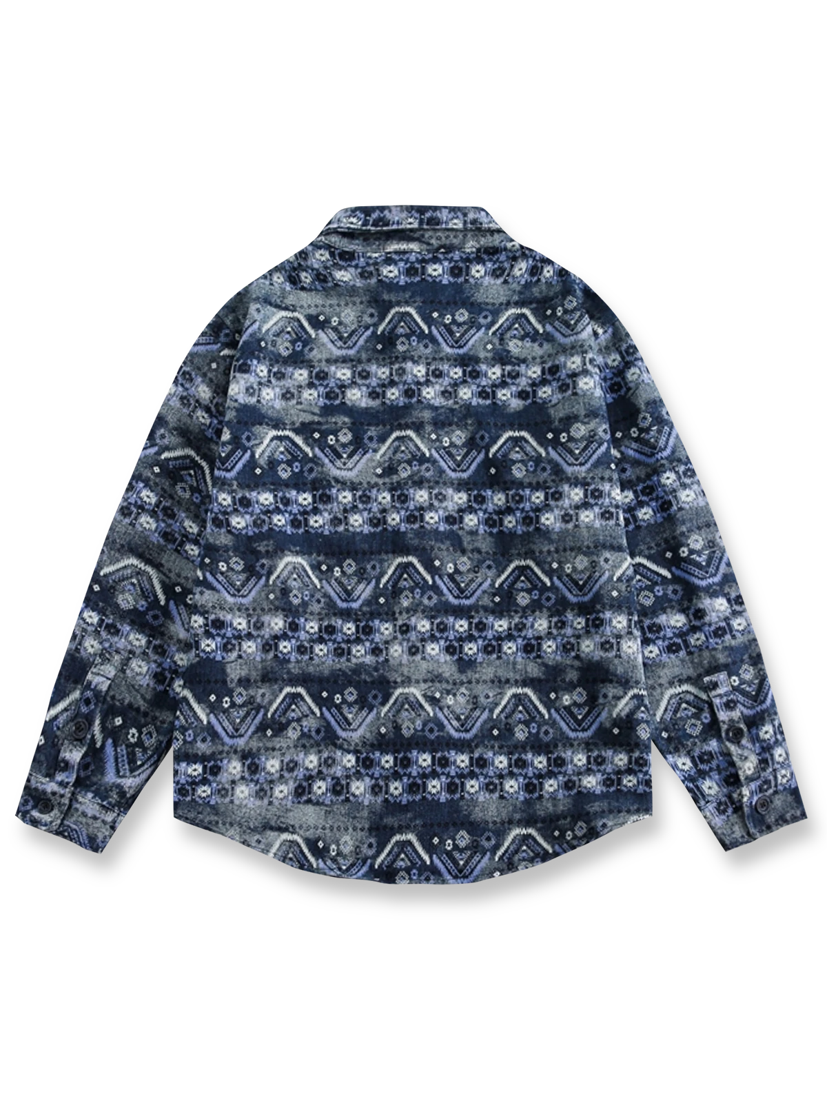 製品画像
エスニック柄長袖シャツ全体展示、ヴィンテージ風デザインと個性的なエスニック柄プリントが特徴のファッションアイテム。快適なコットン素材で、シンプルながら印象的なスタイル。
詳細画像
エスニック柄長袖シャツのディテール、ユニークなプリントとヴィンテージスタイルが特徴。100%コットン素材で通気性と快適さを兼ね備えたデザイン。