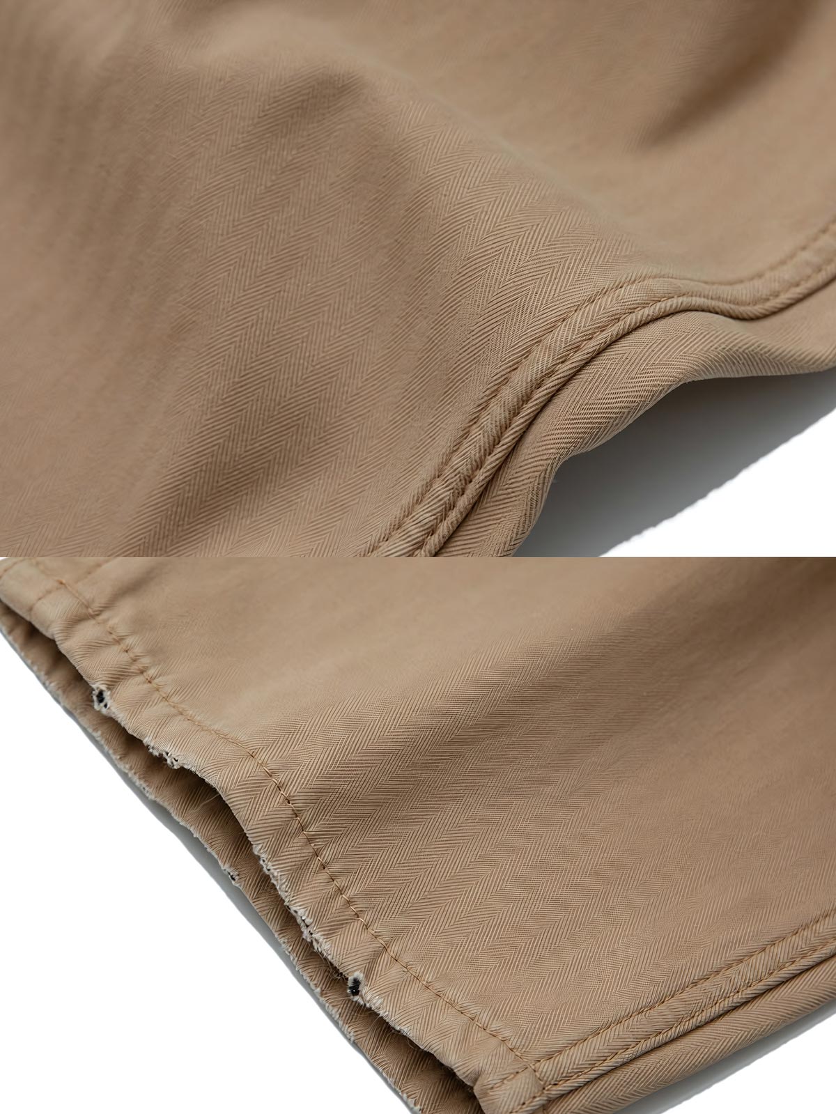 製品画像
ワイドレッグデザインの厚手ヘリンボーン生地ワークパンツ。カジュアルでリラックスしたシルエットが秋冬のコーディネートに最適で、実用的なポケットとドローストリングデザインが特徴です。
詳細画像
厚手のヘリンボーン生地で作られたワークパンツのディテール。ドローストリングとクラシックなワークスタイルのポケットがしっかりと機能性とデザイン性を兼ね備えています。