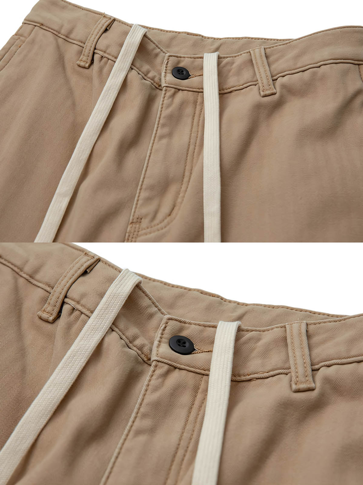 製品画像
ワイドレッグデザインの厚手ヘリンボーン生地ワークパンツ。カジュアルでリラックスしたシルエットが秋冬のコーディネートに最適で、実用的なポケットとドローストリングデザインが特徴です。
詳細画像
厚手のヘリンボーン生地で作られたワークパンツのディテール。ドローストリングとクラシックなワークスタイルのポケットがしっかりと機能性とデザイン性を兼ね備えています。