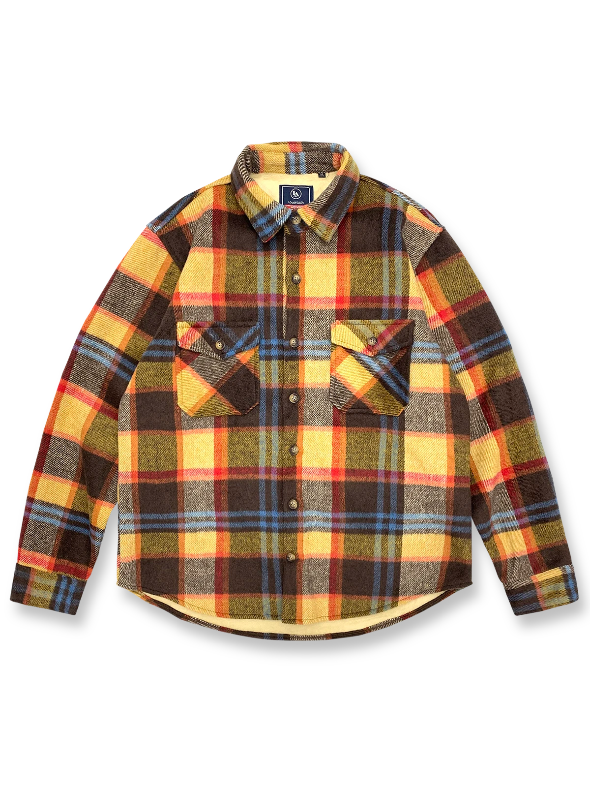 製品画像
チェック柄シャツの全体展示画像、裏起毛とフランネル素材が強調された秋冬向けの温かみのあるデザイン。
詳細画像
シャツのディテールとポケットデザインのクローズアップ、ブラッシュド加工による柔らかい肌触りが特徴。