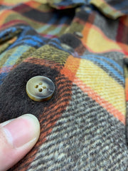 製品画像
チェック柄シャツの全体展示画像、裏起毛とフランネル素材が強調された秋冬向けの温かみのあるデザイン。
詳細画像
シャツのディテールとポケットデザインのクローズアップ、ブラッシュド加工による柔らかい肌触りが特徴。