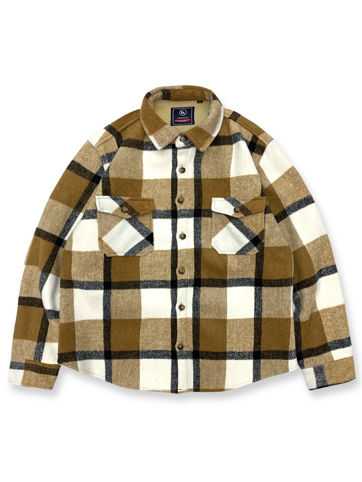 製品画像
チェック柄シャツの全体展示画像、裏起毛とフランネル素材が強調された秋冬向けの温かみのあるデザイン。
詳細画像
シャツのディテールとポケットデザインのクローズアップ、ブラッシュド加工による柔らかい肌触りが特徴。