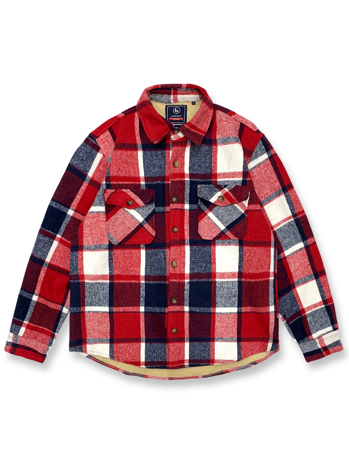 製品画像
チェック柄シャツの全体展示画像、裏起毛とフランネル素材が強調された秋冬向けの温かみのあるデザイン。
詳細画像
シャツのディテールとポケットデザインのクローズアップ、ブラッシュド加工による柔らかい肌触りが特徴。