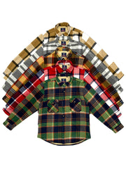 製品画像
チェック柄シャツの全体展示画像、裏起毛とフランネル素材が強調された秋冬向けの温かみのあるデザイン。
詳細画像
シャツのディテールとポケットデザインのクローズアップ、ブラッシュド加工による柔らかい肌触りが特徴。