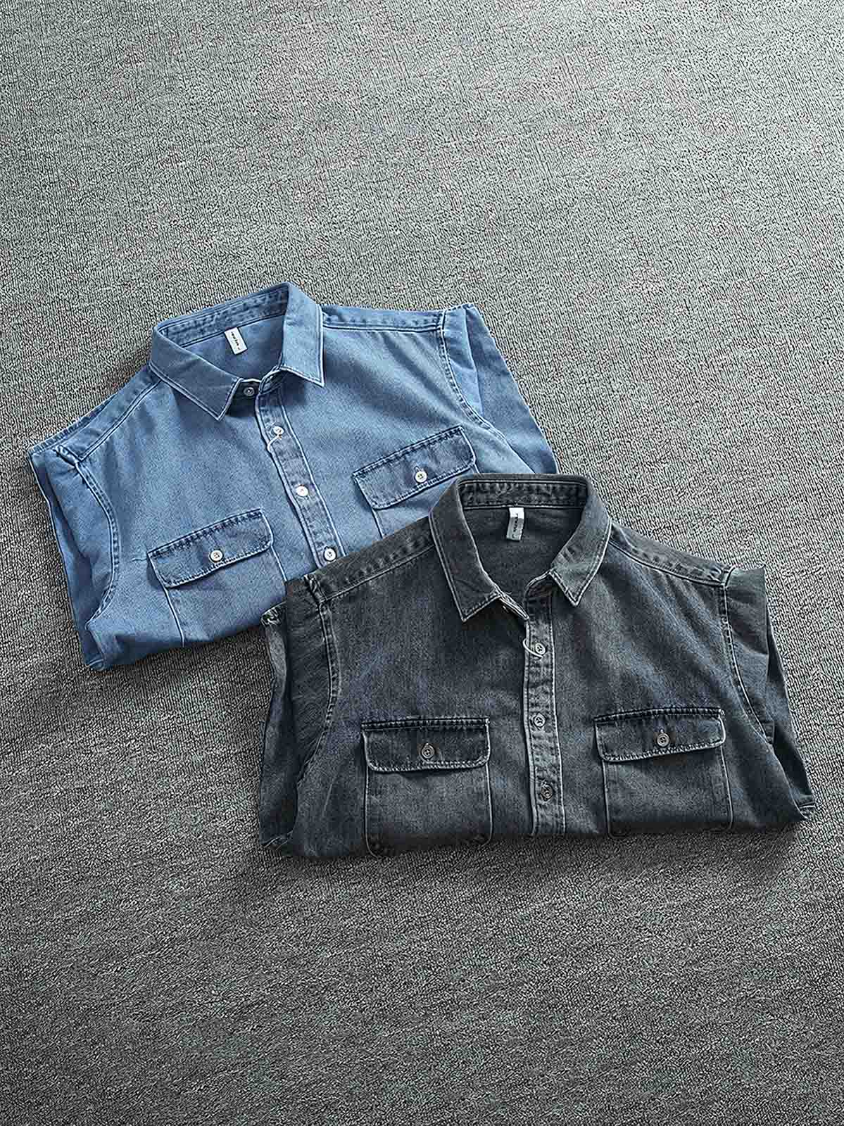 製品画像:
ヴィンテージウォッシュ加工のデニムシャツの正面画像。自然な風合いとカジュアルなスタイルが特徴で、日常使いにぴったり。
詳細画像:
シャツのワークポケットとウォッシュ加工のディテールをクローズアップ。生地感とデザインの細部がよく見えるように撮影されています。