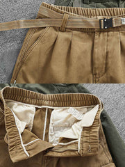 製品画像
カーキ色の裏起毛&加厚ストレートワークパンツ全体展示図、裏起毛デザインと加厚素材のディテールが際立つ。
詳細画像
パンツのウエスト部分、ゴムとポケットのディテールアップ。ゴムウエストとドローコードの調節可能なデザインが強調されている。