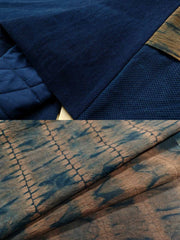 製品画像
植物藍染ピンチワークはんてんの全体展示。藍染めとピンチワークのデザインが際立ち、東洋的な風情が感じられるアイテム。冬のコーディネートにぴったりの暖かさとレトロスタイルが魅力です。
詳細画像
藍染ピンチワークとコットン入りのディテール画像。藍染め手織り布とピンチワークの細部が強調され、色合いや質感が鮮明に表現されています。商品の特徴を深く理解できる一枚です。
