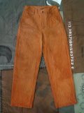 製品画像: 柿染めキャンバスワークパンツ メンズ レトロスタイル ヴィンテージ 全体画像
詳細画像: 手作業による柿染めとキャンバス素材のディテール特写
