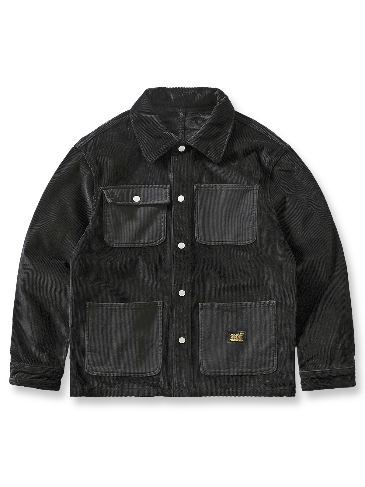 製品画像: 裏起毛付きで保温性に優れたコーデュロイワークジャケット全体の外観、ヴィンテージ感のあるウォッシュ加工が特徴。
詳細画像: 多ポケットデザインと裏起毛仕様、コーデュロイ素材の厚手な質感のクローズアップ。