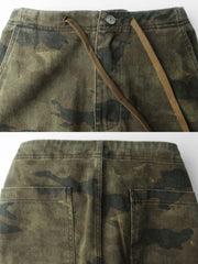 製品画像:
"重厚な厚手のヒョウ柄カモフラージュパラシュートカーゴパンツの全体図。ヴィンテージ感と耐久性を引き立てる水洗い加工とヒョウ柄カモフラージュプリントが特徴的なデザイン"
詳細画像:
"パラシュートパンツのダブルプリーツと6ポケットデザインのクローズアップ。機能性を重視したディテールと、ヴィンテージ風の風合いが際立つ素材感"