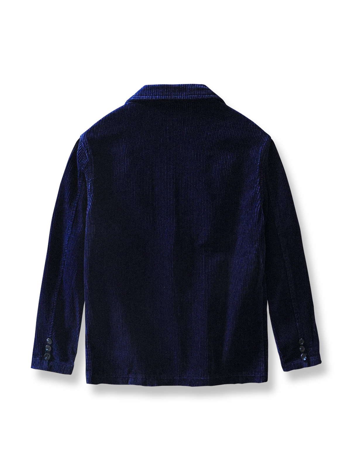 製品画像: リバイバル版コーデュロイ素材とフリース裏地を使用したカジュアルブレザー全体展示図、秋冬にぴったりの暖かさとスタイルを兼ね備えたデザイン
詳細画像: コーデュロイ生地の質感とラペルデザインのディテールクローズアップ