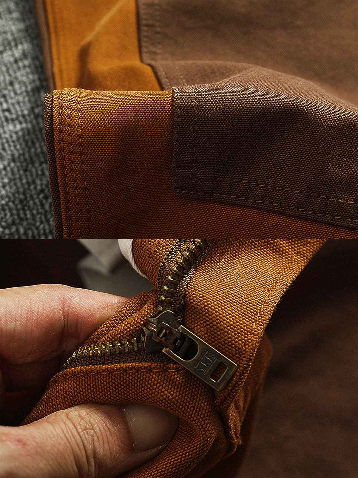 製品画像:粗い織りキャンバス素材のコントラストカラーのパッチワークカーゴパンツ、レトロなデザインでストリートファッションやバイクスタイルにぴったり。金属製ボタンとYKKジッパーが精緻な仕上がり。
詳細画像:粗い織りのキャンバス素材、コントラストカラーのパッチワークデザイン、金属製ボタンやYKKジッパーのディテール、テーパードデザインでファッション性がアップ。