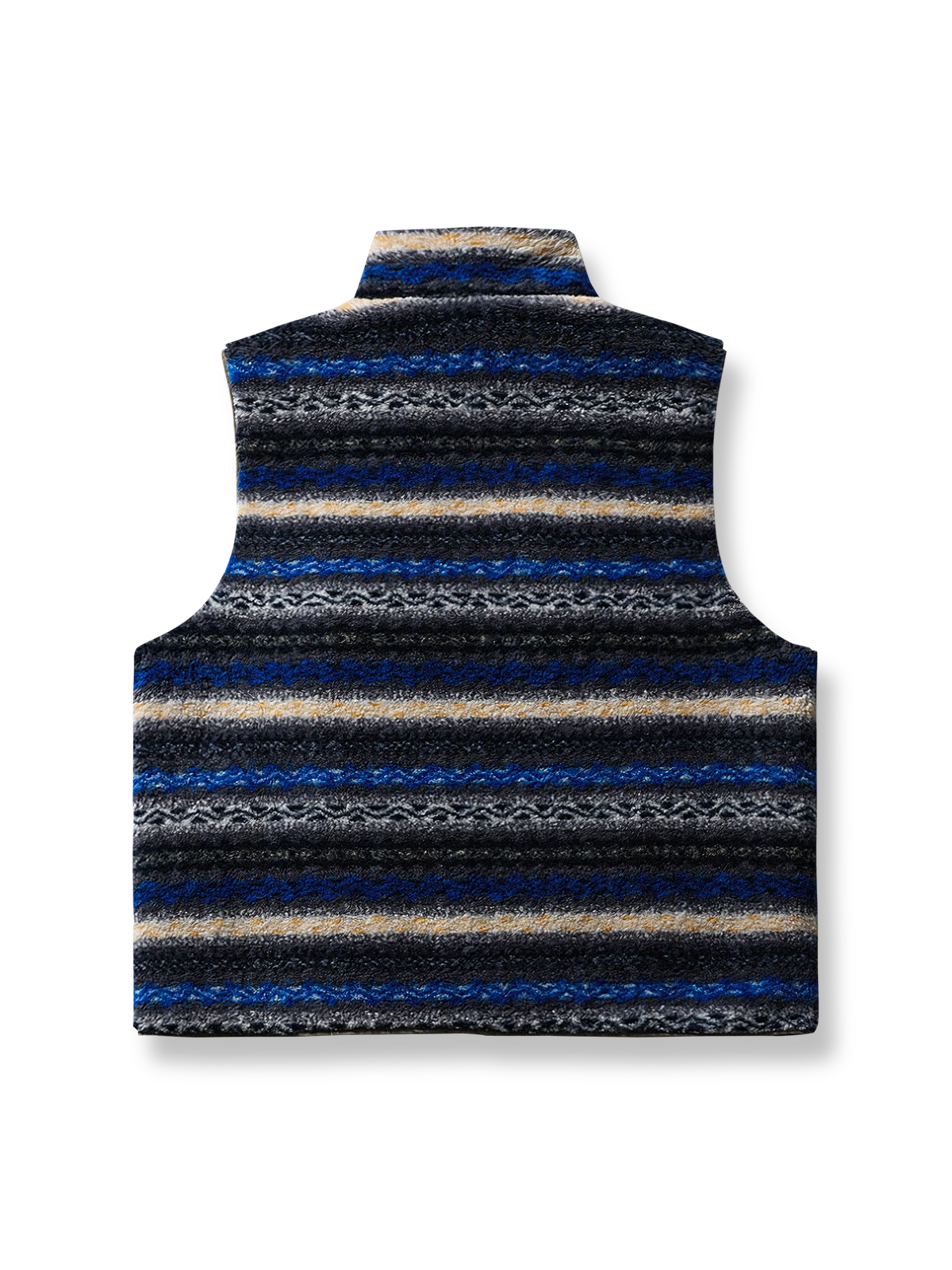 製品画像: リバーシブルデザインのラムファーワークベスト正面展示画像、民族風スタイルで暖かさと快適さを提供するユニセックスアイテム。
詳細画像: ベストの内側に施されたラムファーのディテールアップ、リバーシブルデザインによるコーディネートの幅が広がる特徴。