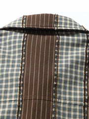 製品画像:
ストライプパッチワーク長袖シャツ、厚手中綿入りデザイン、ヴィンテージワークウェアスタイル、ゆったりシルエット、寒冷な季節に最適な保温性
詳細画像:
ストライプパッチワークのディテール、ヴィンテージ感を引き立てるクラシックなデザイン、中綿入りの裏地で追加の保温性、ゆったりとしたカット