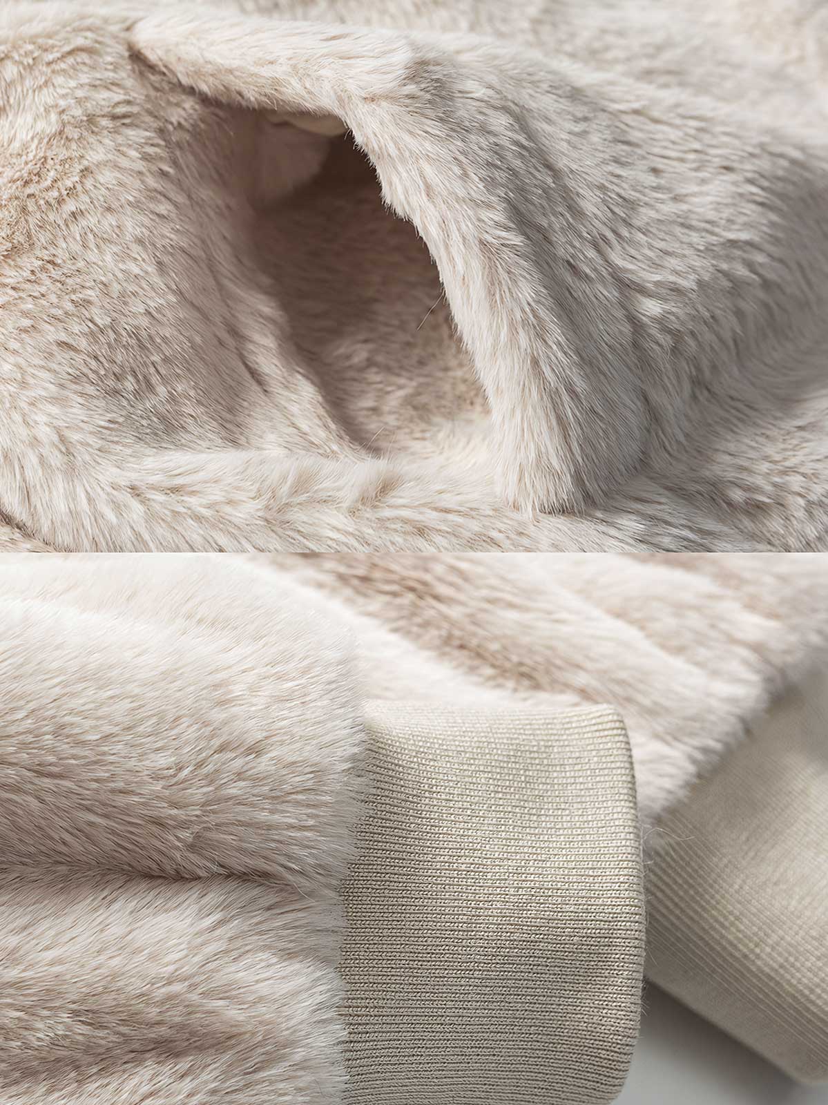 製品画像:
リバーシブルラムスキンフード付き厚手中綿ジャケット、正面展示画像、シンプルなポリエステル外層とラムスキン裏地のリバーシブルデザイン、保温性と耐久性を強調、冬の通勤やアウトドアに最適
詳細画像:
ラムスキン裏地の柔らかな質感とポリエステル外層の防風性を示すディテール画像、調節可能な袖口とフード付きデザインで機能性アップ