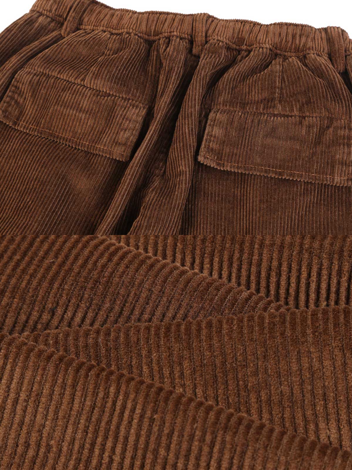 製品画像:
ビッグポケットコーデュロイカーゴパンツ、厚手コーデュロイ素材使用、ビッグポケットデザインで収納力を向上、秋冬に最適な暖かさと実用性を兼ね備えたアイテム
詳細画像:
コーデュロイ生地とビッグポケットディテール、裾のドローコードとウエストの調節可能なドローコード、ゆったりとしたシルエットでリラックスした着心地