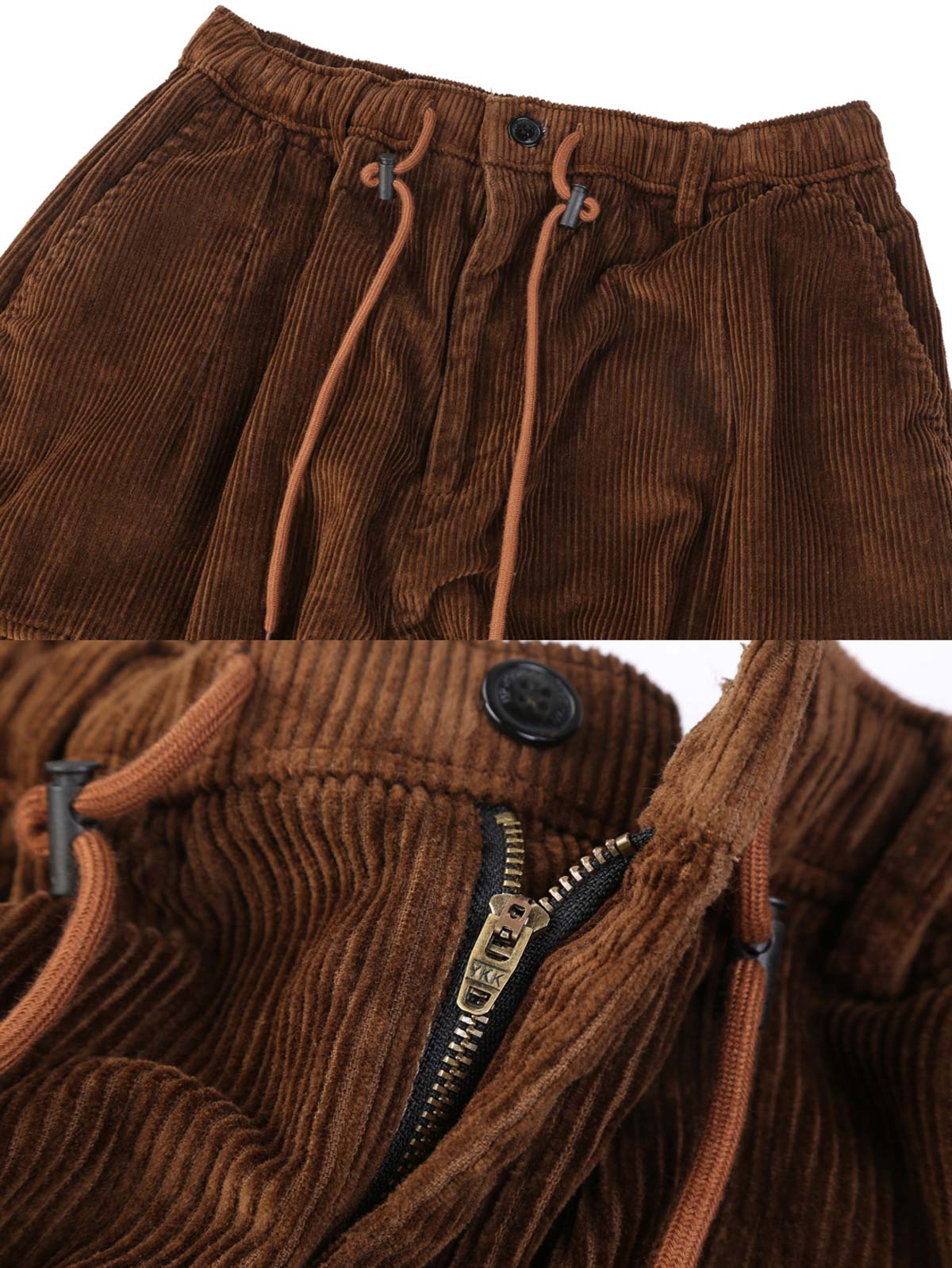 製品画像:
ビッグポケットコーデュロイカーゴパンツ、厚手コーデュロイ素材使用、ビッグポケットデザインで収納力を向上、秋冬に最適な暖かさと実用性を兼ね備えたアイテム
詳細画像:
コーデュロイ生地とビッグポケットディテール、裾のドローコードとウエストの調節可能なドローコード、ゆったりとしたシルエットでリラックスした着心地