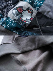 製品画像: 伝統的な民族風の柄と現代的なデザインが融合したユニークなパッチワークスウェット。前後切り替えデザインが特徴で、カジュアルでありながらトレンド感のある一着。
詳細画像: 袖部分の民族風パッチワークと豊かな層感がアクセントとなり、視覚的インパクトを与えるパッチワークスウェット。ゆったりとしたルーズフィットが快適な着心地を提供します。