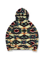 製品画像: 民族風花柄デザインのフリースフード付きパーカー。柔らかく保温性に優れた生地が秋冬にぴったり。ゆったりとしたシルエットで快適な着心地。
詳細画像: 中厚のポリエステル素材を使用し、防風性と保温性を兼ね備えたフリースパーカー。レトロな民族風デザインとフード付きの実用性を提供。