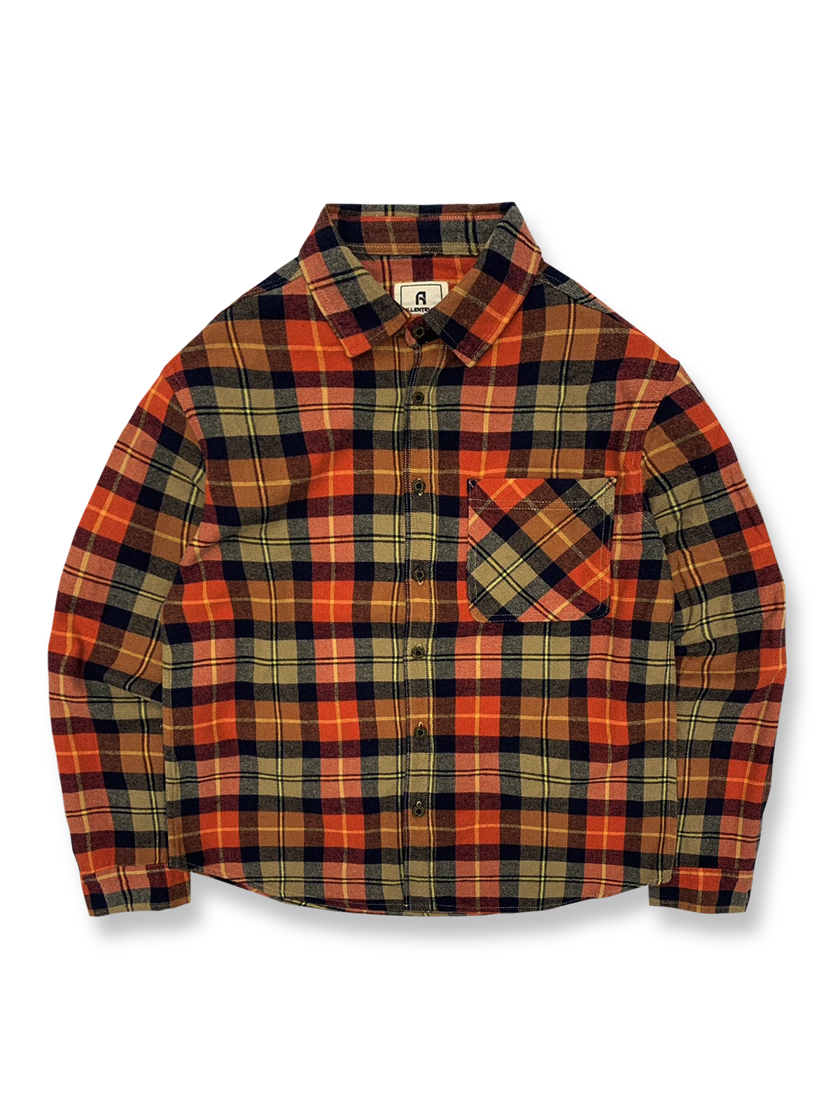 製品画像: 100%コットンツイル起毛素材のヴィンテージ風イギリス風チェック柄シャツ。秋冬に最適な柔らかな肌触りと優れた保温性。
詳細画像: ゆったりとしたシルエットのチェック柄シャツ。デニムやカジュアルパンツとの相性が良く、重ね着にも最適。