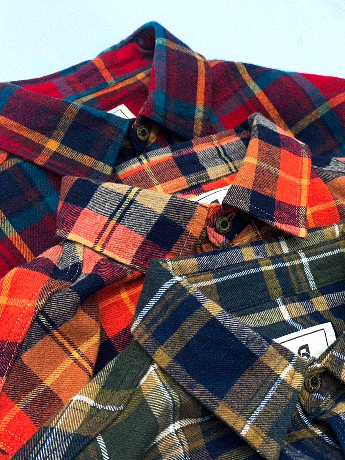 製品画像: 100%コットンツイル起毛素材のヴィンテージ風イギリス風チェック柄シャツ。秋冬に最適な柔らかな肌触りと優れた保温性。
詳細画像: ゆったりとしたシルエットのチェック柄シャツ。デニムやカジュアルパンツとの相性が良く、重ね着にも最適。