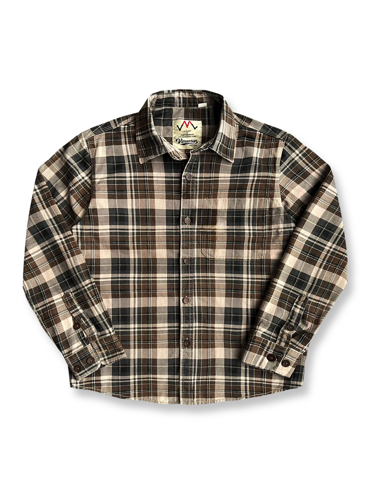 製品画像: ウォッシュド加工のチェック柄長袖シャツ。柔らかく快適な100%コットン素材で、クラシックなヴィンテージ感を演出。
詳細画像: シンプルな胸ポケットデザインとスリムフィットカットが、カジュアルでワークウェア風のアクセントを加えたチェックシャツ。