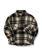 製品画像
「チェック柄フランネルシャツジャケット、起毛加工を施した厚手コットン素材で、秋冬シーズンに最適なヴィンテージ感のあるデザイン」
詳細画像
「柔らかな質感の厚手コットン、ダブルポケットと肘部分のパッチデザインが特徴。水洗いとソフト加工で快適な着心地と優れた保温性」