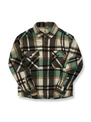 製品画像
「チェック柄フランネルシャツジャケット、起毛加工を施した厚手コットン素材で、秋冬シーズンに最適なヴィンテージ感のあるデザイン」
詳細画像
「柔らかな質感の厚手コットン、ダブルポケットと肘部分のパッチデザインが特徴。水洗いとソフト加工で快適な着心地と優れた保温性」