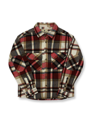 製品画像
「チェック柄フランネルシャツジャケット、起毛加工を施した厚手コットン素材で、秋冬シーズンに最適なヴィンテージ感のあるデザイン」
詳細画像
「柔らかな質感の厚手コットン、ダブルポケットと肘部分のパッチデザインが特徴。水洗いとソフト加工で快適な着心地と優れた保温性」