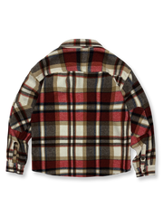 製品画像
「チェック柄フランネルシャツジャケット、起毛加工を施した厚手コットン素材で、秋冬シーズンに最適なヴィンテージ感のあるデザイン」
詳細画像
「柔らかな質感の厚手コットン、ダブルポケットと肘部分のパッチデザインが特徴。水洗いとソフト加工で快適な着心地と優れた保温性」