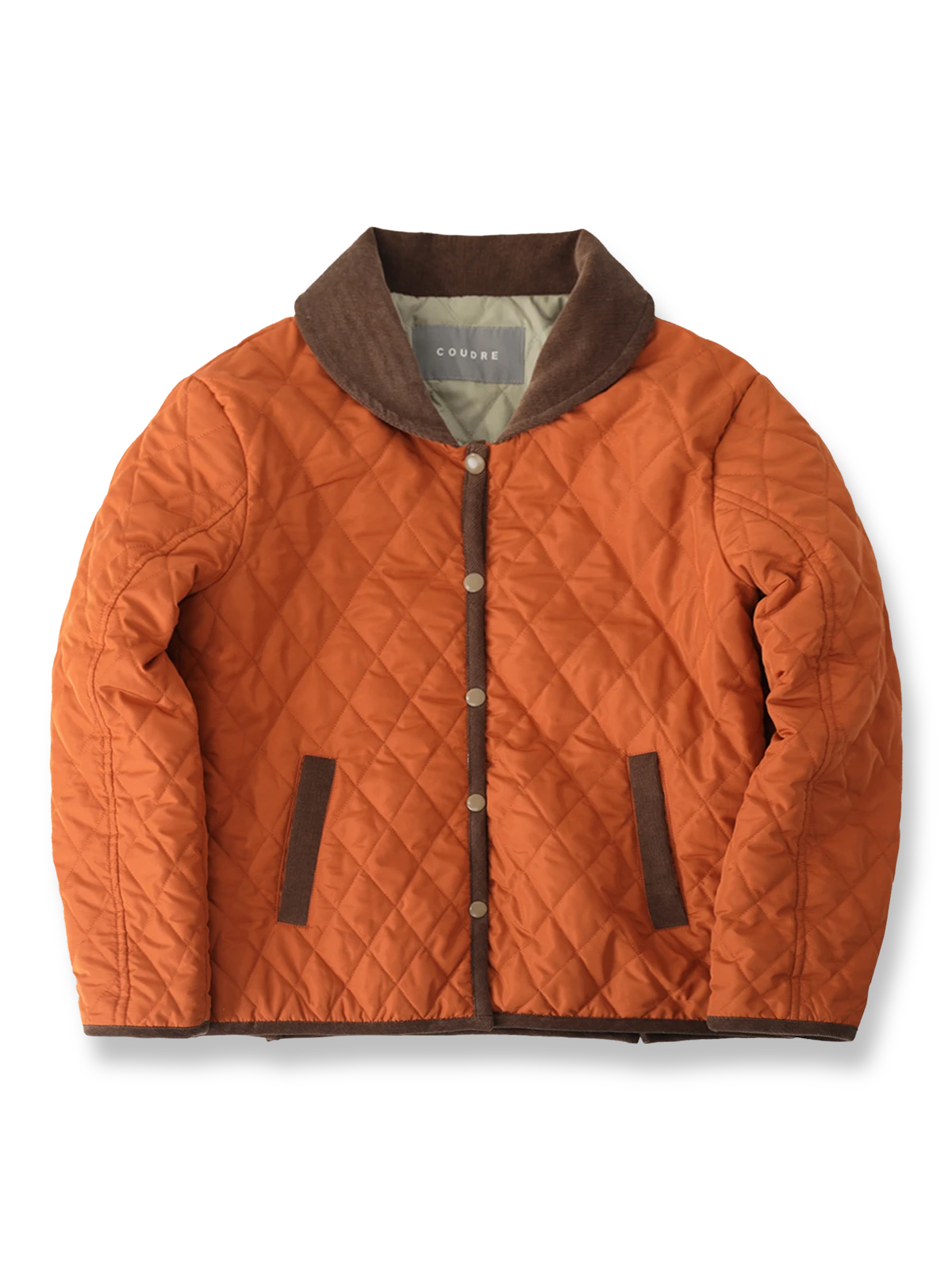 製品画像: ピーターパンカラーとダイヤ柄キルティングデザインのイギリス風ヴィンテージスクールスタイルコート、保温性が高くエレガントな気品を持つ一着。
詳細画像: ツートーンのダイヤ柄キルティング加工が施されたコート、ポリエステル素材で軽量かつ耐久性のあるデザイン、ディテールにこだわったアクセント。