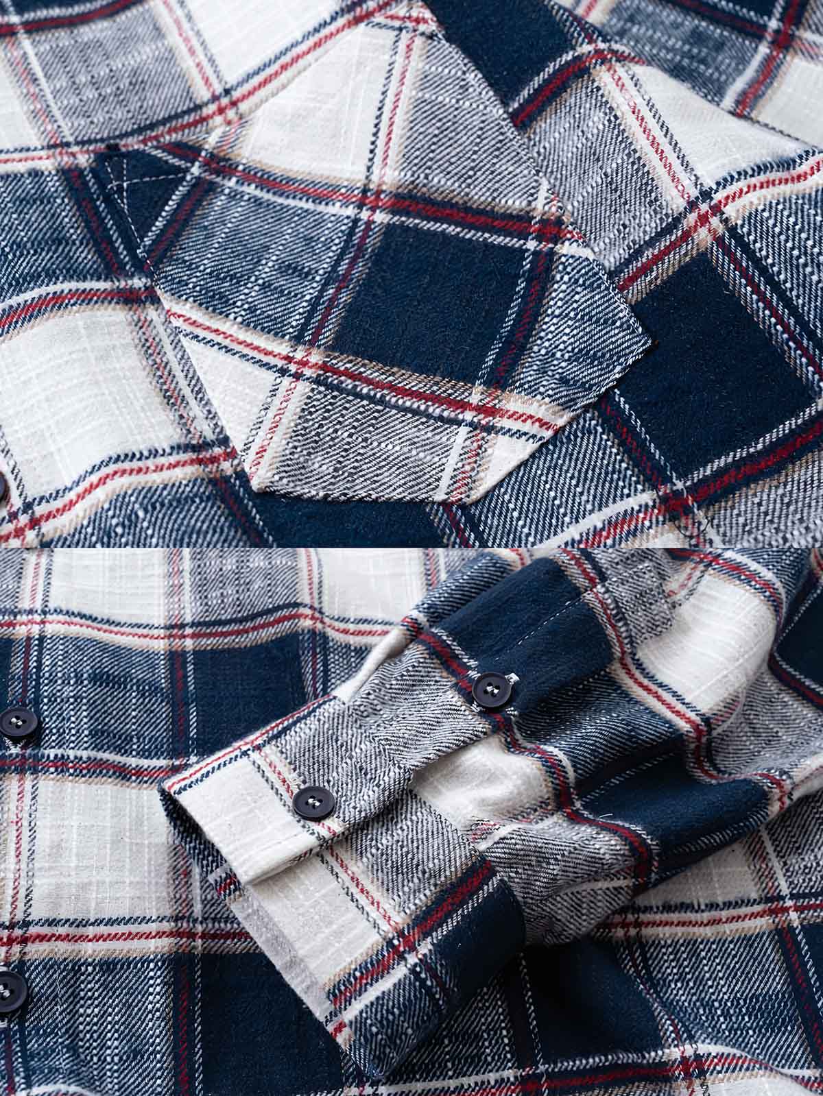 製品画像
高品質な竹節編みコットン素材を使用したチェック柄シャツ。柔らかな触感と優れた保温性を兼ね備え、レトロなチェックデザインが冬の必需品として、快適でスタイリッシュな着心地を提供します。
詳細画像
竹節編みコットン素材による柔らかな肌触りと温かさ。斜めのチェックパッチワークデザインの胸ポケットが視覚的な奥行きを加え、バックは軽くラウンドした裾デザインで、リラックスした印象を与えます。