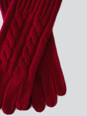 製品画像: ケーブル柄 ウールニット3点セット(マフラー、帽子、手袋)の全体展示画像。エレガントで統一感のあるデザインが特徴。柔らかなラムウールとカシミヤ混紡素材を使用し、冬の防寒用に最適。
詳細画像: ケーブル柄の編み目をクローズアップした詳細画像。高品質ラムウール90%とカシミヤ10%混紡素材の柔らかさと光沢感を強調したディテール。