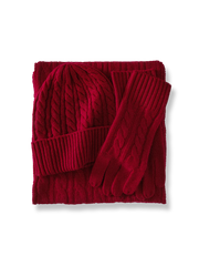 製品画像: ケーブル柄 ウールニット3点セット(マフラー、帽子、手袋)の全体展示画像。エレガントで統一感のあるデザインが特徴。柔らかなラムウールとカシミヤ混紡素材を使用し、冬の防寒用に最適。
詳細画像: ケーブル柄の編み目をクローズアップした詳細画像。高品質ラムウール90%とカシミヤ10%混紡素材の柔らかさと光沢感を強調したディテール。