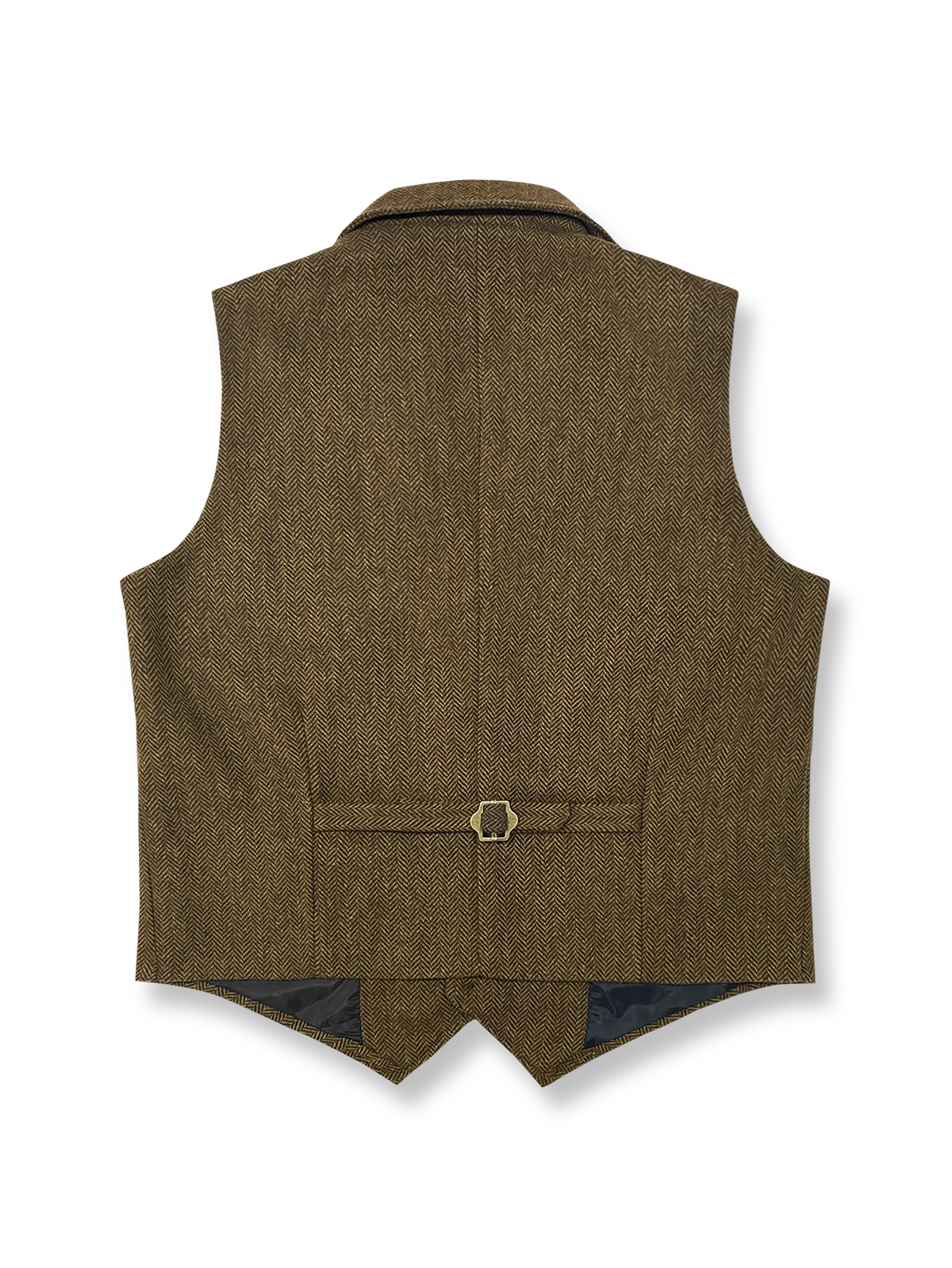 製品画像: ウールツイード スーツベストの全体展示画像。重厚なウール混紡ツイード素材とクラシックなブリティッシュスタイルが際立つデザイン。ビジネスからカジュアルまで幅広く活躍する一着。
詳細画像: ウール混紡ツイード素材の風合いと精密なジャケットカットをクローズアップしたディテール画像。高級感と保温性が感じられる仕上がりを強調。