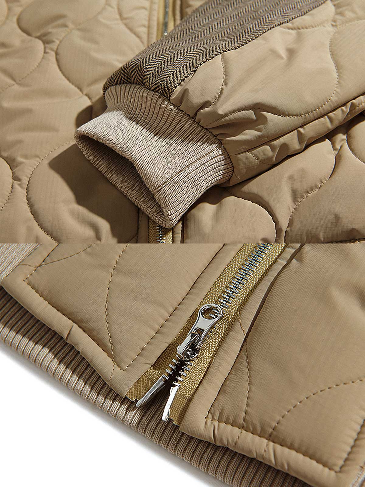 製品画像
ダイヤ柄キルティング パッチワーク スタジャン レトロなダイヤ柄キルティングデザインと実用的な厚手素材を使用し、快適さとスタイルを両立。
詳細画像
ダイヤ柄キルティングデザインとパッチワークディテール 厚手の素材感が伝わるディテール画像。