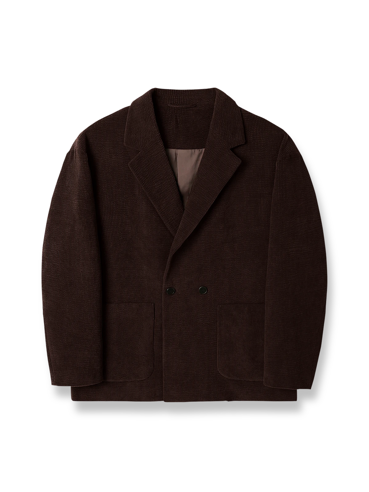 製品画像
コーデュロイカジュアルスーツ しっかりとした形状を保つコーデュロイ素材を使用、シワになりにくく毛玉ができにくいエレガンスとカジュアルを両立したデザイン。
詳細画像
コーデュロイ素材の質感とディテール、シンプルでエレガントなデザインのカジュアルスーツ。