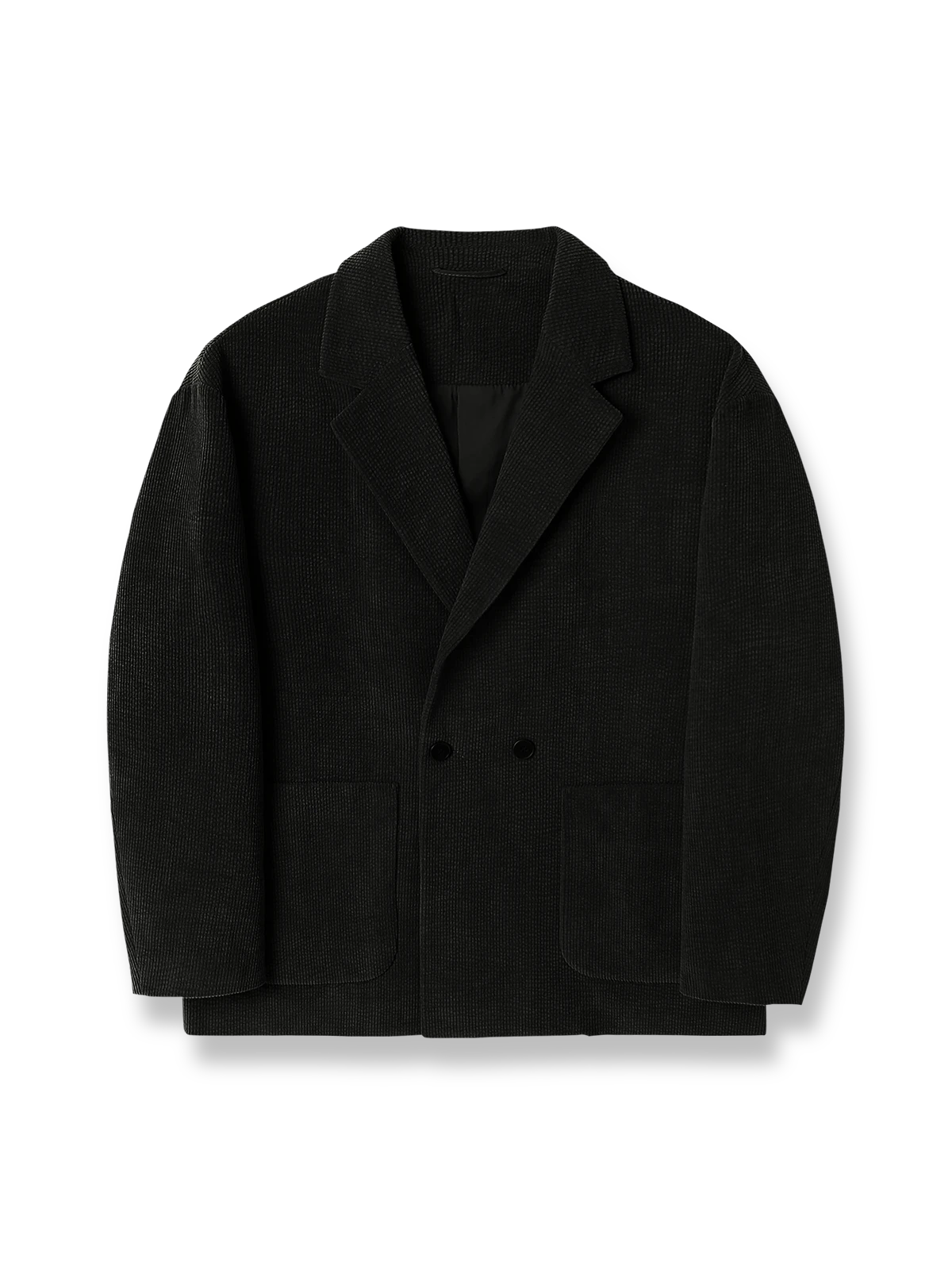 製品画像
コーデュロイカジュアルスーツ しっかりとした形状を保つコーデュロイ素材を使用、シワになりにくく毛玉ができにくいエレガンスとカジュアルを両立したデザイン。
詳細画像
コーデュロイ素材の質感とディテール、シンプルでエレガントなデザインのカジュアルスーツ。