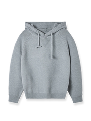 製品画像
ウール混紡フード付きニットセーター全体図。シンプルなフードデザインと厚みのある5ゲージ編みが特徴で、起毛加工により柔らかな肌触りを実現した中厚ニットセーター。ブルー、コーヒー、グレー、グリーンの4色展開。
詳細画像
裾のリブ編みデザイン、袖口の耐久性強化ディテール、フードのドローストリング仕様、起毛加工が施された高品質なウール混紡素材、5ゲージ9本取り編みの質感特写。